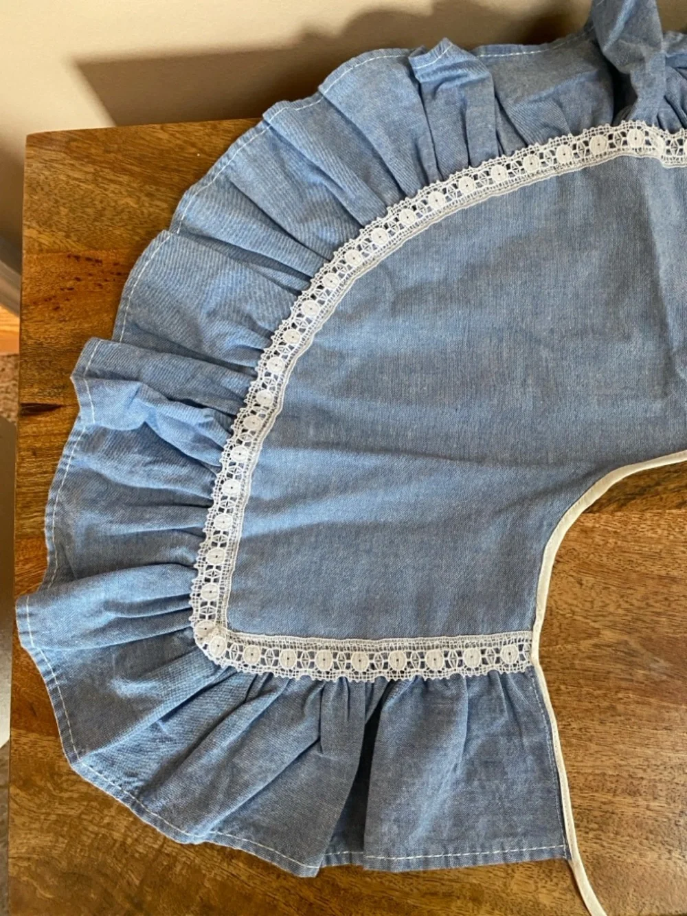 Vintage Inspired Novelty Chambray Denim 
Oversized Detachable Collar Ruffle - Picture 7 of 10